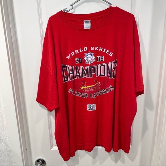 ST LOUIS CARDINALS 2006 WORLD SERIES CHAMPIONS RED COTTON T-SHIRT BASEBALL 3XL - Picture 1 of 4